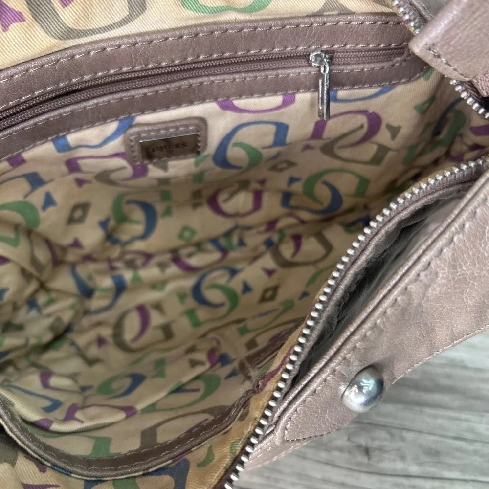 Vintage Guess Shoulder Bag Womens Stitched Quilted Hobo Y2K Chunky G Purse